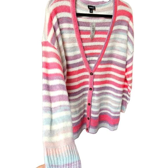 NWT TORRID Plus Size Multi-Color Pretty Stripe Button Front Cardigan. - Picture 4 of 16